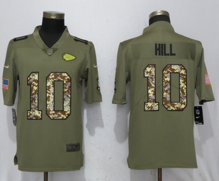 Men Kansas City Chiefs #10 Hill Olive Camo Carson 2017 Salute to Service Limited Nike NFL Jerseys->pittsburgh steelers->NFL Jersey